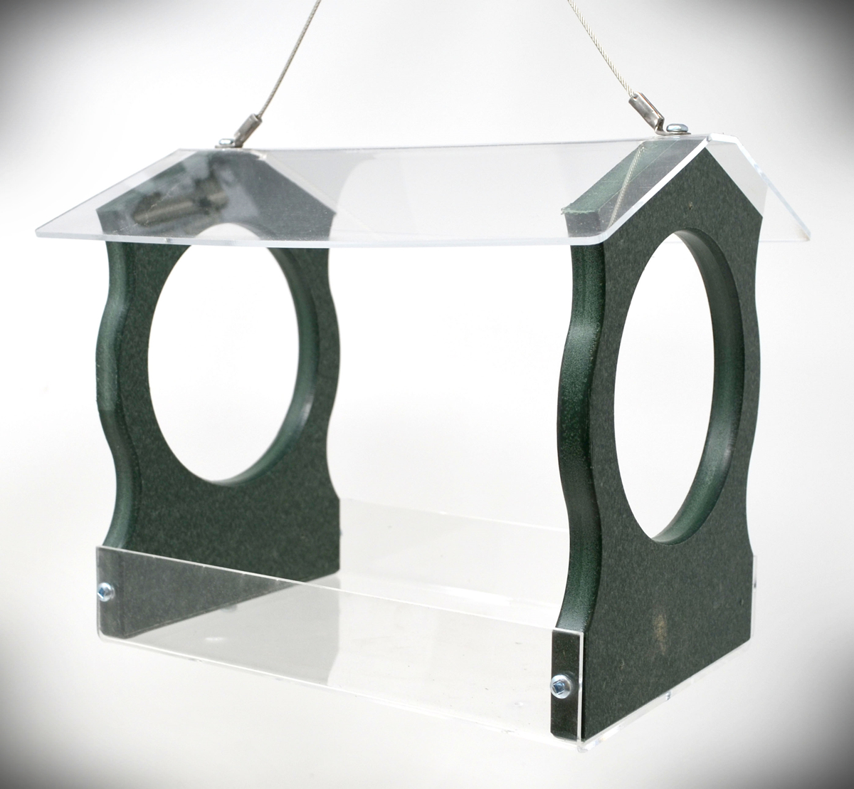Recycled Poly Small Fly-Thru Hopper Feeder Green