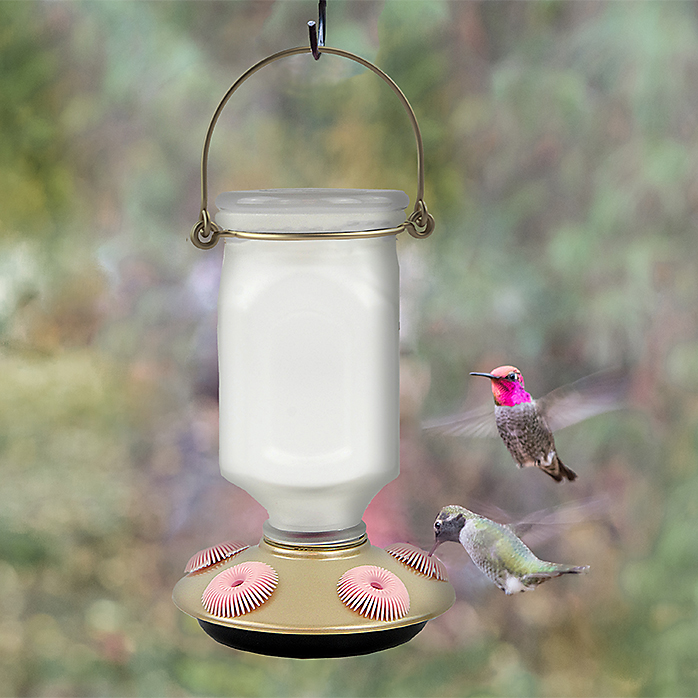 Sun-Kissed Top-Fill Glass Hummingbird Feeder