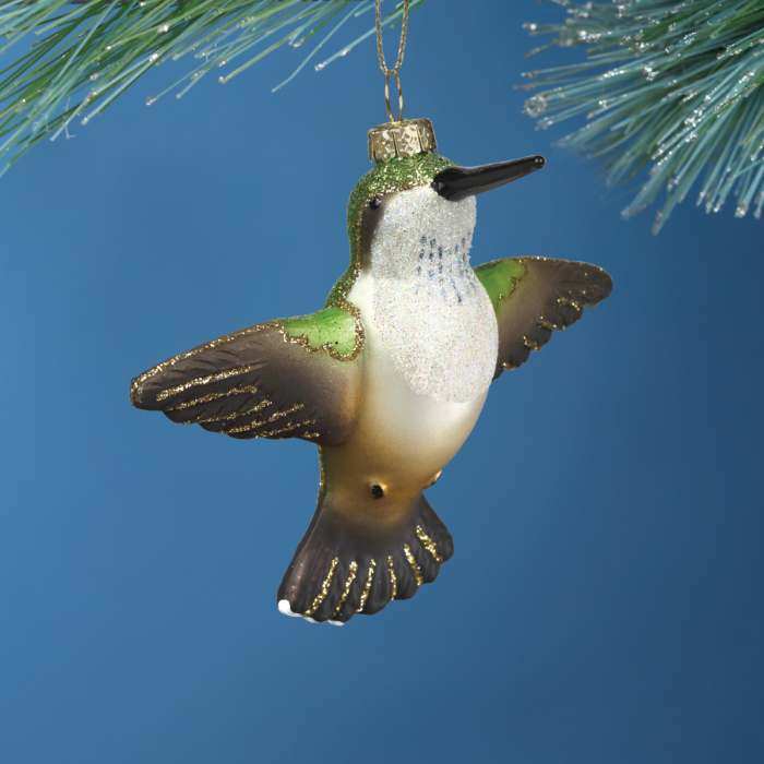 Blown Glass Bird Ornament Ruby Hummingbird Female