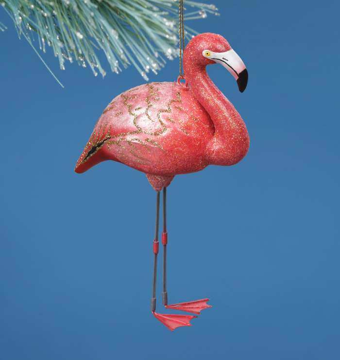 Blown Glass Bird Ornament Flamingo
