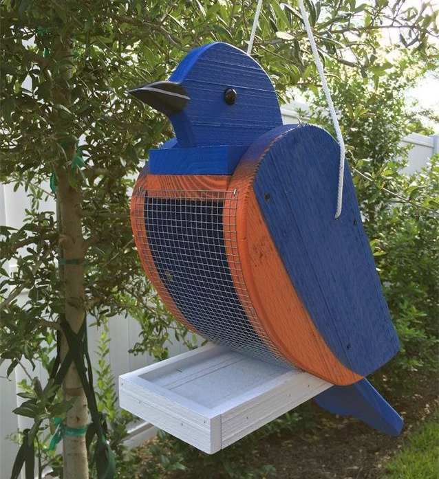 Amish Handcrafted Shaped Bird Feeder Bluebird