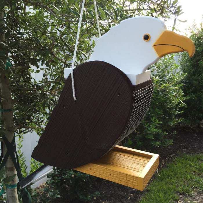 Amish Handcrafted Shaped Bird Feeder Eagle