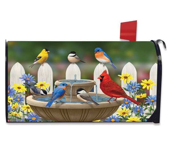 Briarwood Birdbath Gathering Mailbox Cover