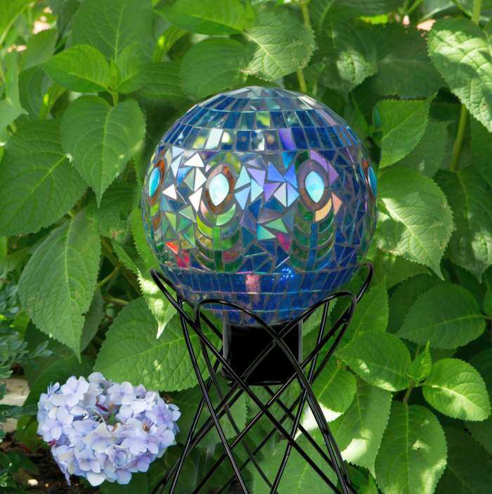 Translucent Peacock Mosaic Gazing Globe 10