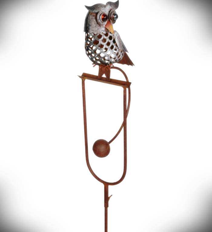 Rocking Perched Owl Garden Stake 41 Inch, Unique Handcrafted 