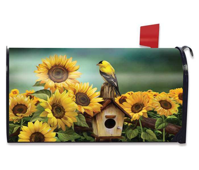 Briarwood Goldfinch and Sunflowers Mailbox Cover