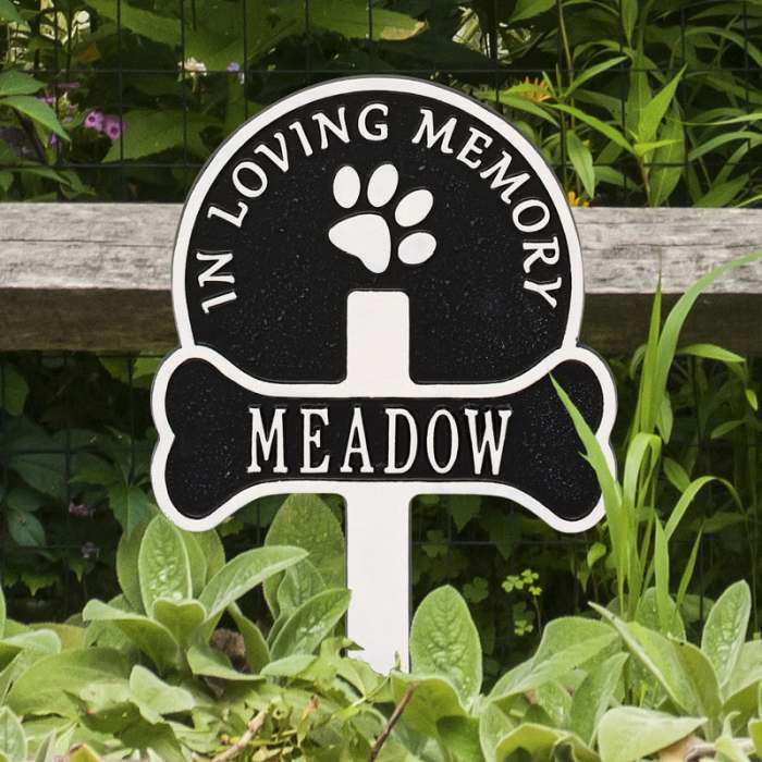 Dog Paw and Bone Personalized Memorial Yard Sign