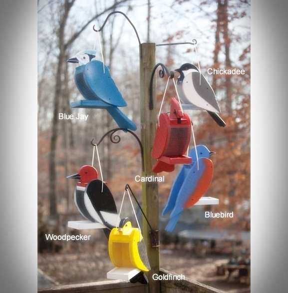 Amish Handcrafted Shaped Bird Feeder Set of 6