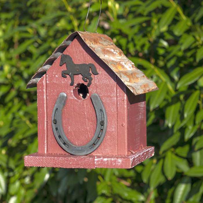 Huntington Horseshoe Birdhouse Red