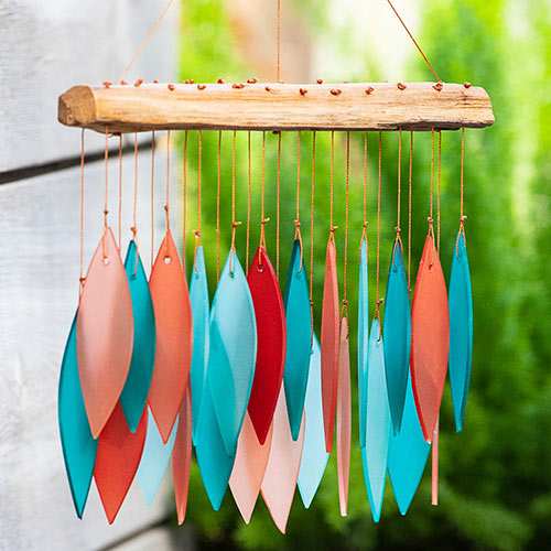 Coral and Teal Driftwood Windchime