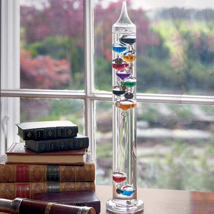 Classic Galileo Glass Indoor Thermometer 17 Inch, Decorative