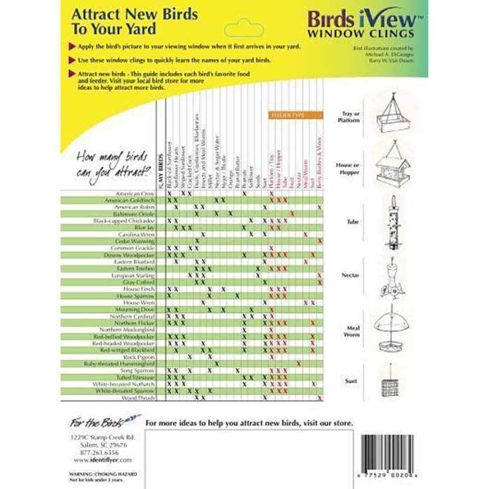 Decals CL8 X24 birds Double-Sided Static Cling Window Stickers 