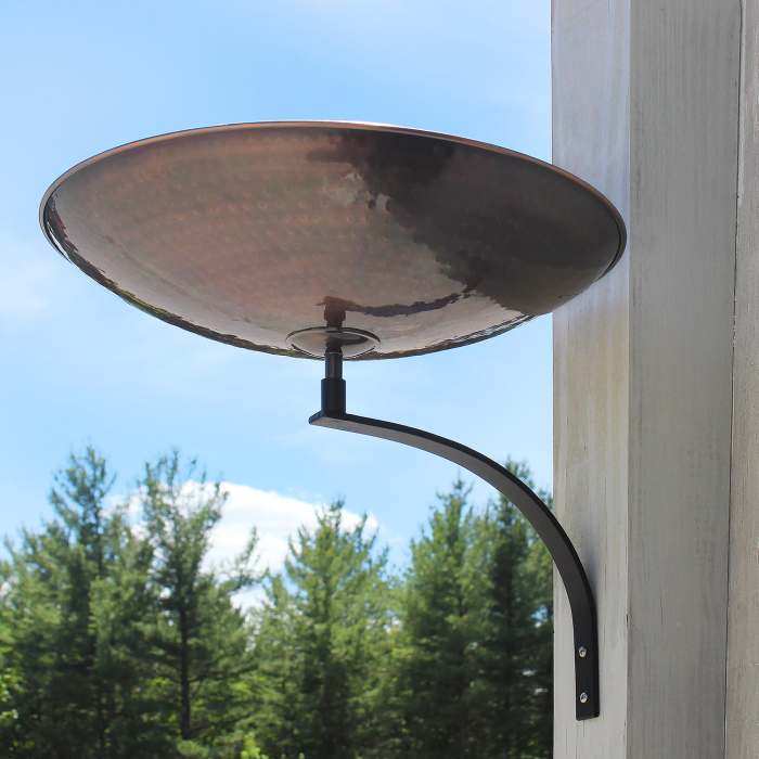 Burnt Copper Birdbath W Wall Mount Bracket Quality Handcrafted Burnt Copper Birdbath W Wall Mount