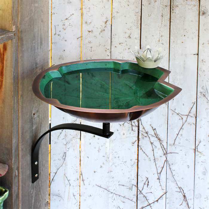 Lily Pad Birdbath W Wall Mount Bracket Quality Handcrafted Garden Lily Pad Birdbath W Wall Mount Bracket