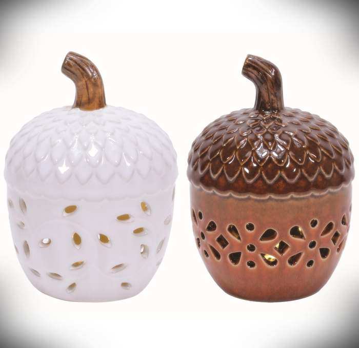 Ceramic LED Acorns Set of 2
