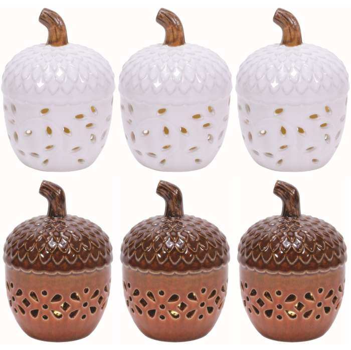 Ceramic LED Acorns Set of 6
