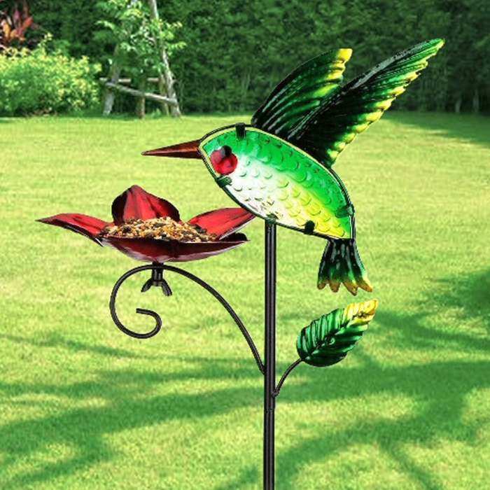 Bird Feeder Garden Stake Hummingbird Set of 2