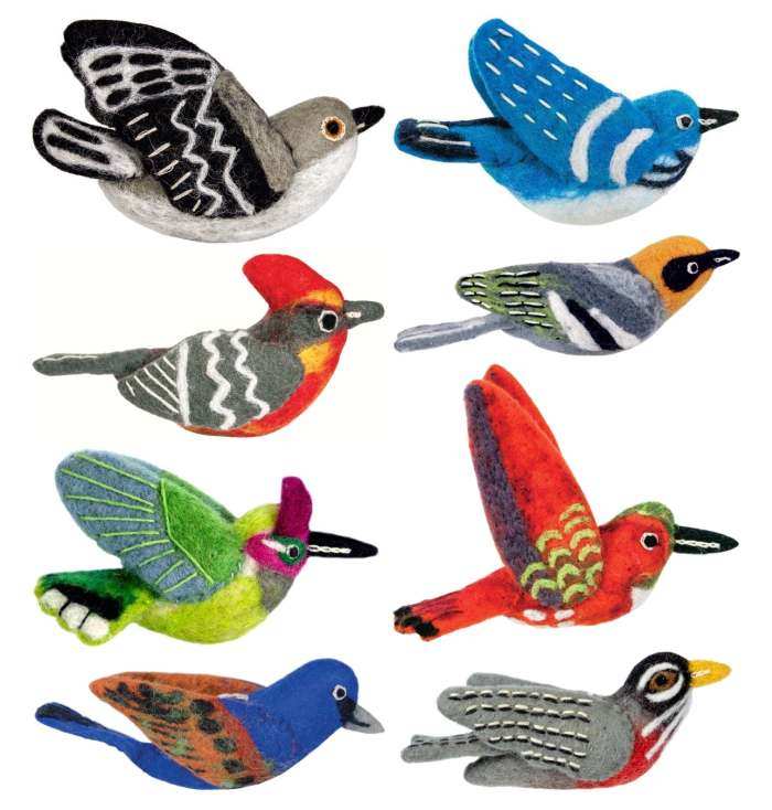 Wild Woolies Bird Ornament Collection III Set of 8