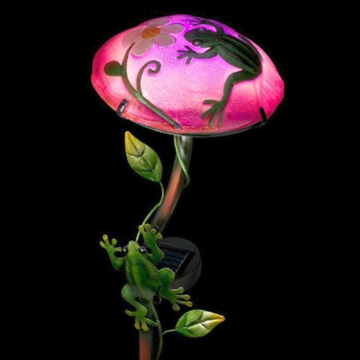 Solar Light Mushroom Stake Frog