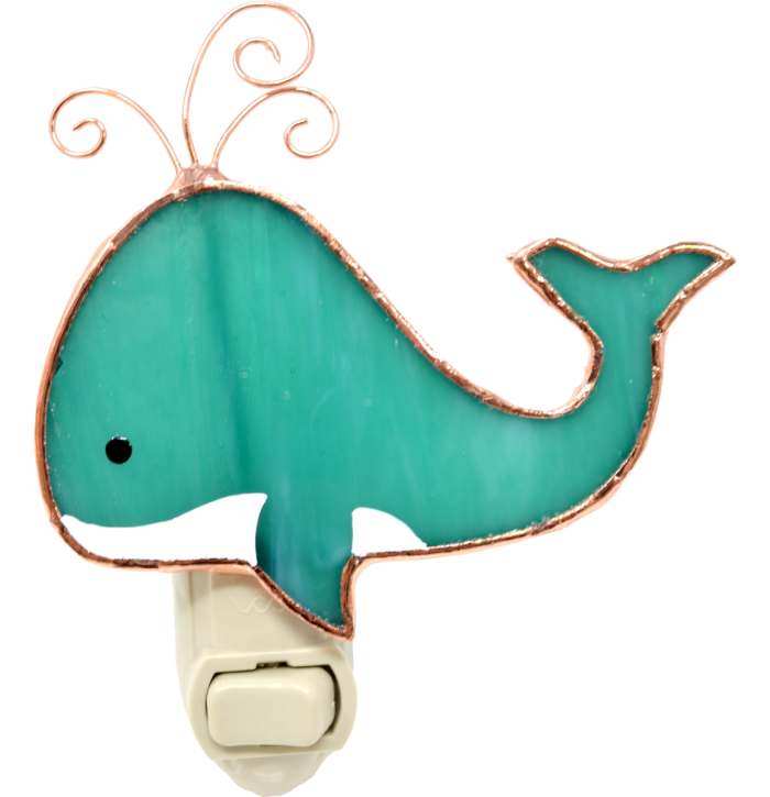 Stained Glass Nightlight Whimsical Whale