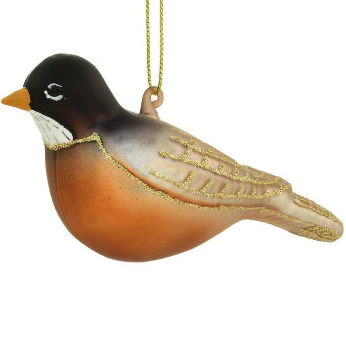 Blown Glass Bird Ornament American Robin