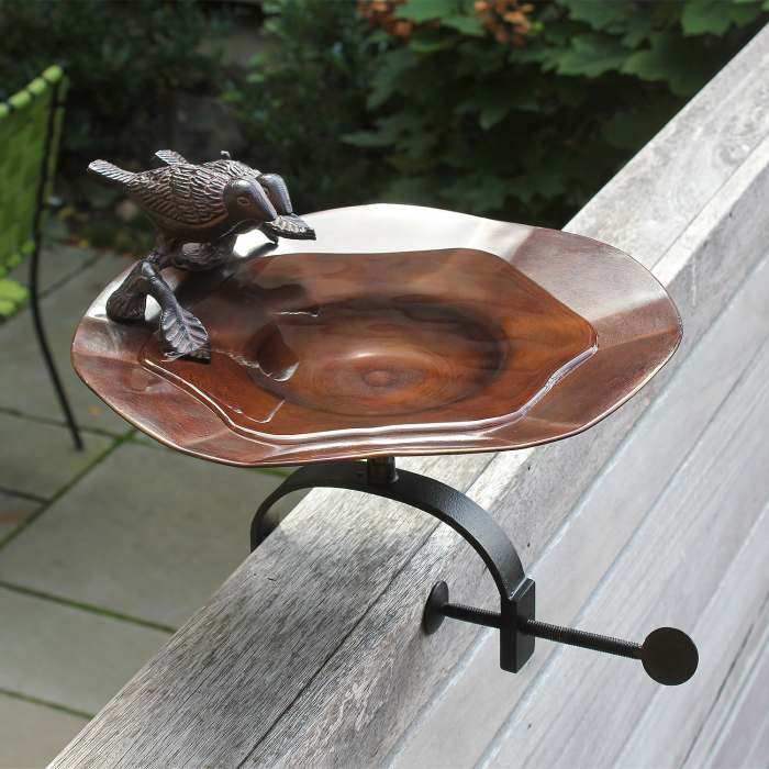 Achla Antiqued Birds Birdbath w/Over Rail Bracket