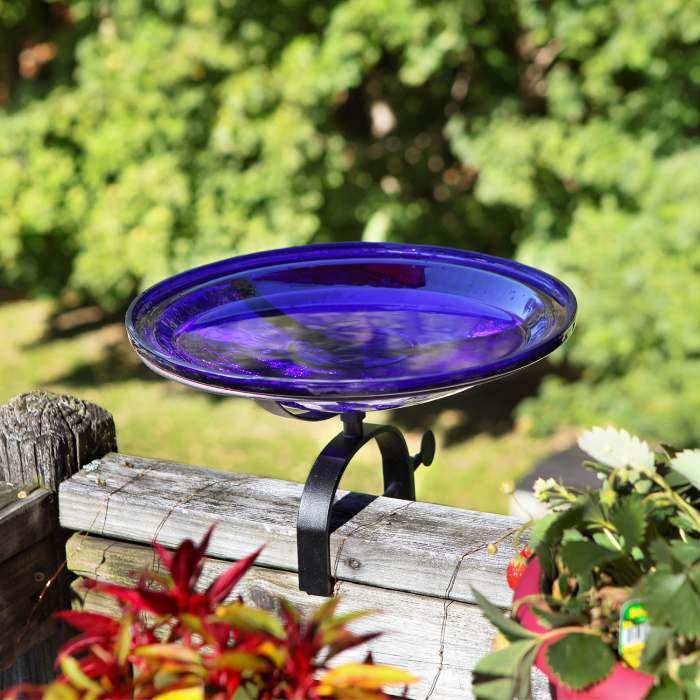 Crackle Glass Bird Bath 14