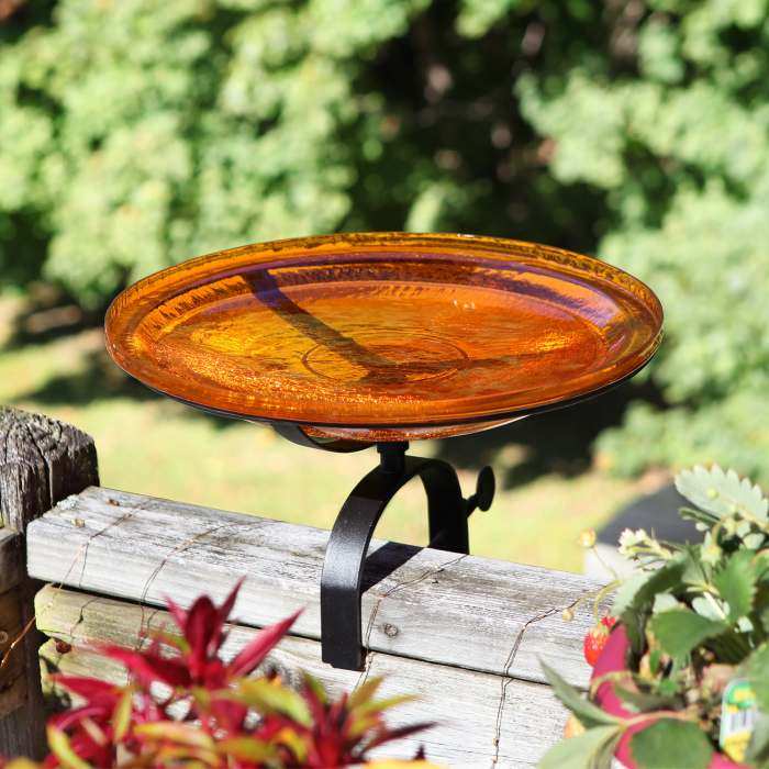 Crackle Glass Bird Bath 14