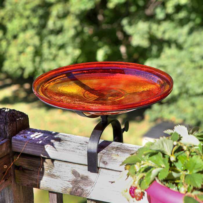 Crackle Glass Bird Bath 14