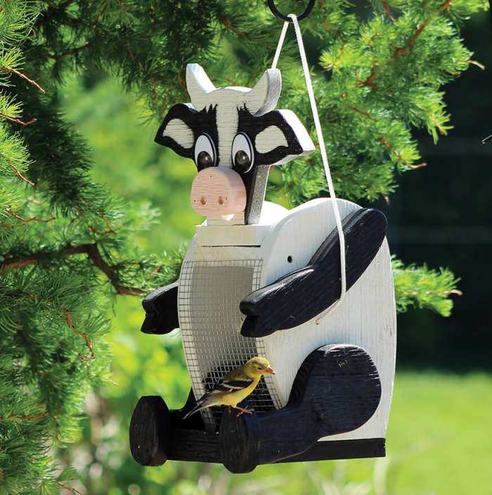 Amish Handcrafted Shaped Bird Feeder Cow