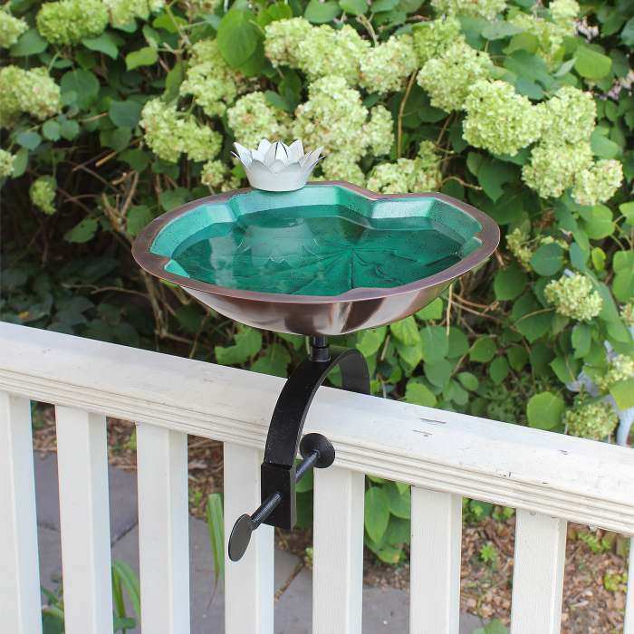 Achla Lily Pad Birdbath w/Over Rail Bracket