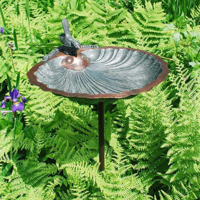 Achla Scallop Shell Birdbath with Stake