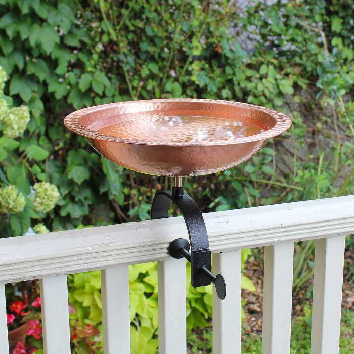 Achla Hammered Solid Copper Birdbath w/Over Rail