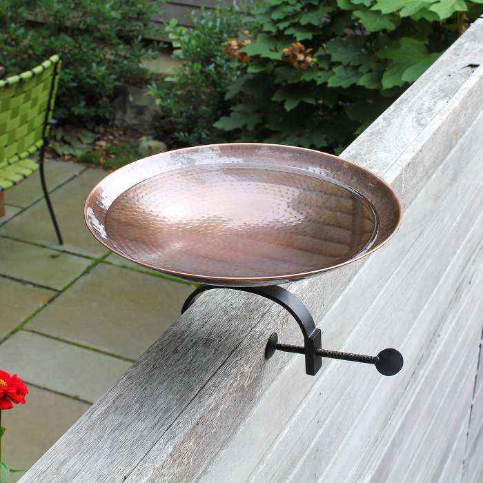 Achla Burnt Copper Birdbath w/Over Rail Bracket