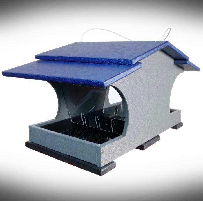 Recycled Poly Large Hopper Feeder Blue