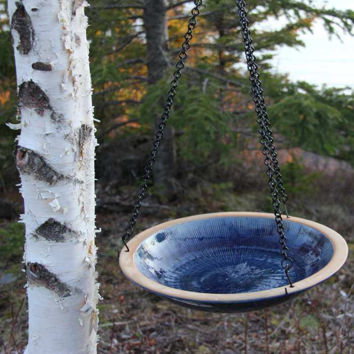 Radial Stoneware Hanging Birdbath Baywater Blue