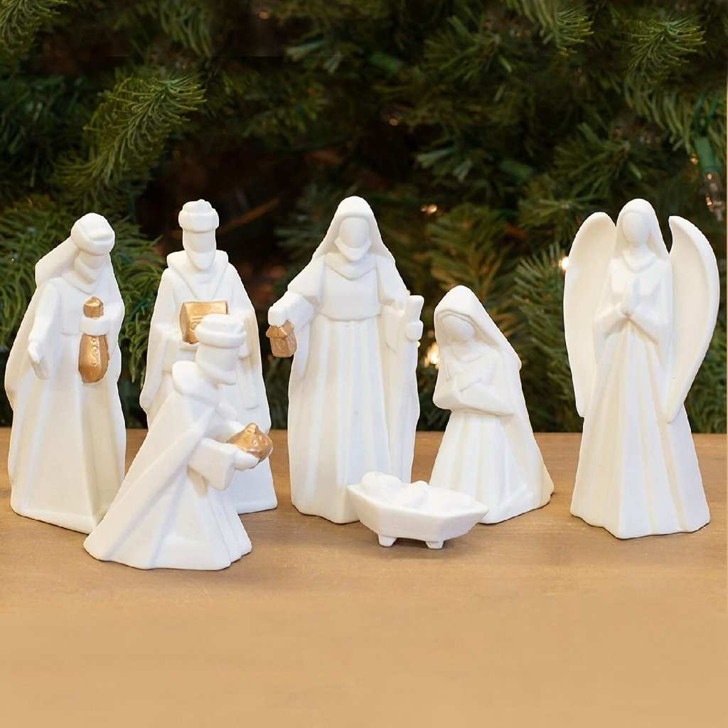 Porcelain Nativity Scene 7 Piece Set