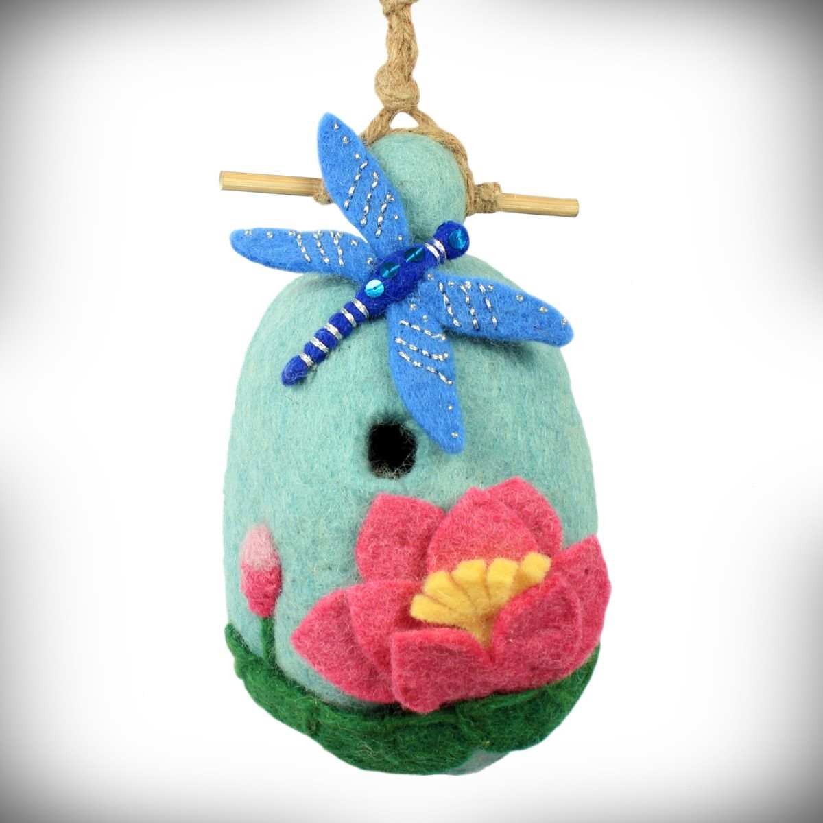 Wild Woolies Felt Bird House Lotus Dragonfly