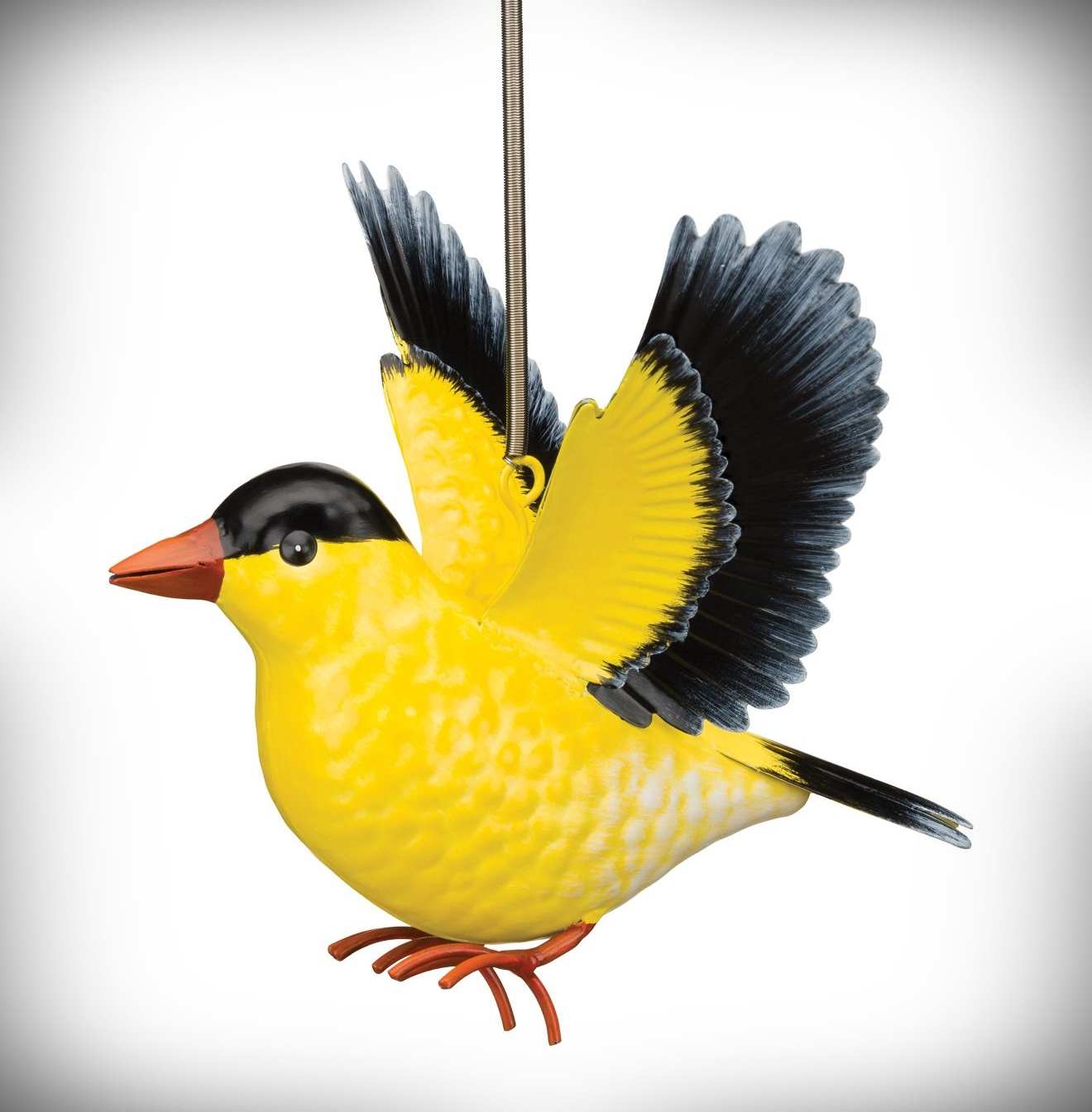 Goldfinch on Twig Metal Tin British Garden Bird Animal Statue Ornament Figurine