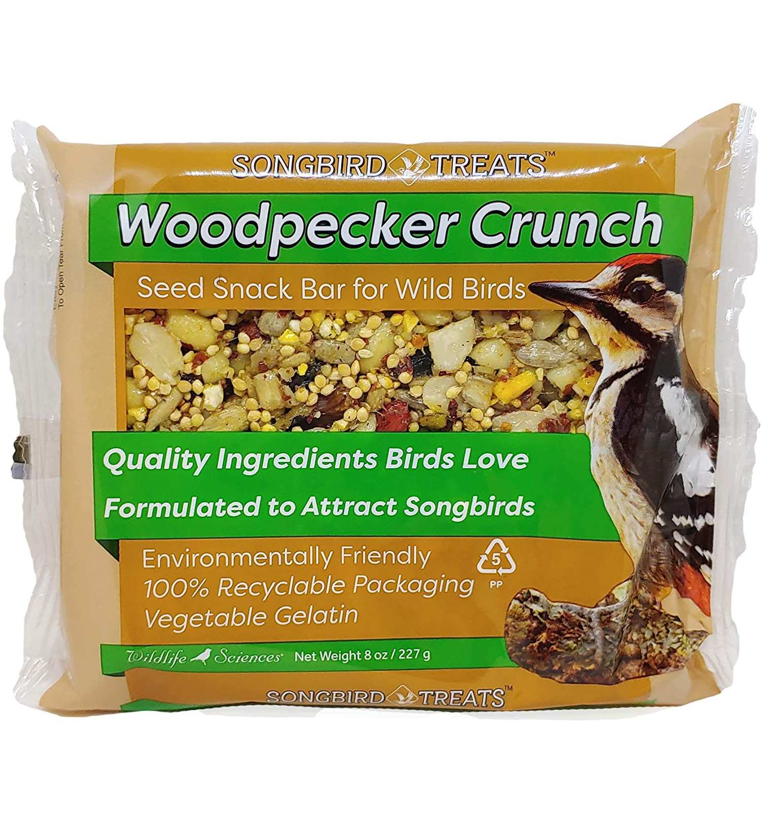 Songbird Treats Woodpecker Crunch Seed Bar 8oz 6/P