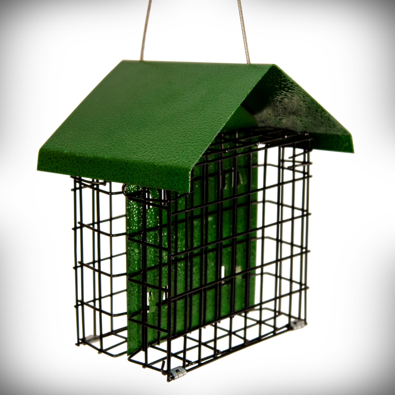 Deluxe Metal House Double Suet Feeder Green