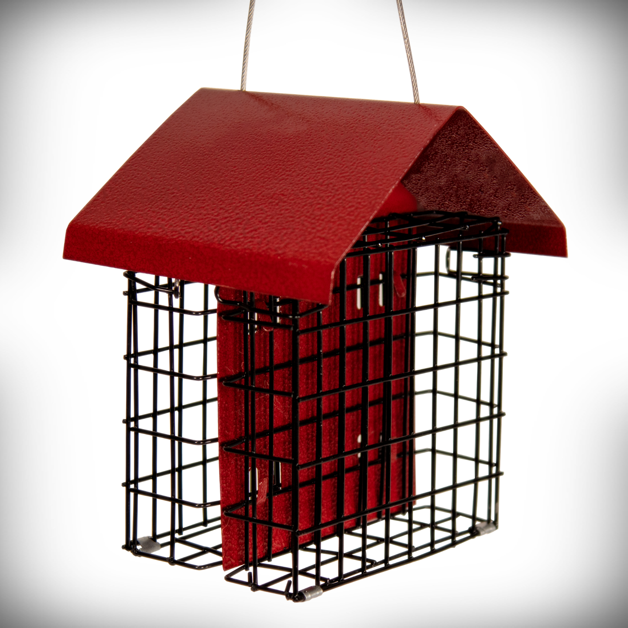 Deluxe Metal House Double Suet Feeder Red