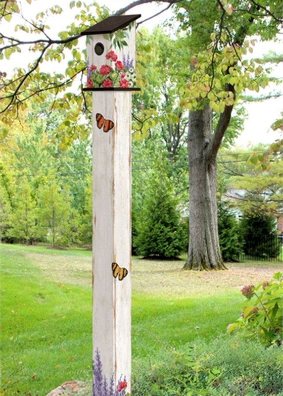 Birdhouse Art Pole 6' Summer Garden