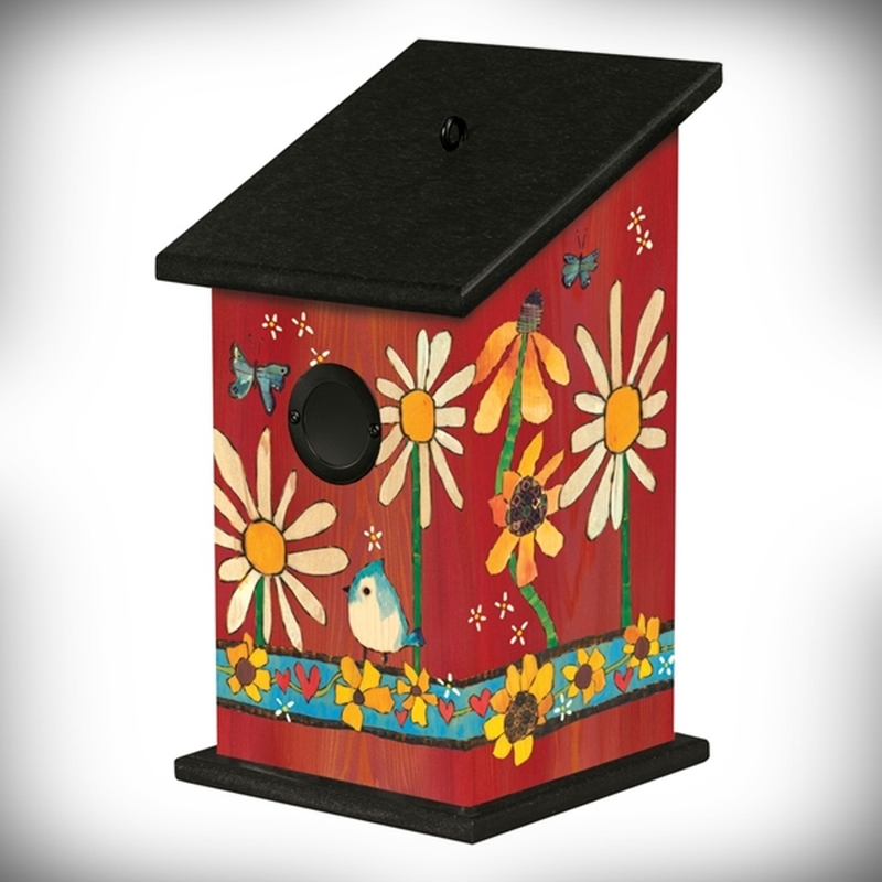 All-Weather Birdhouse Daisies and Sunflowers
