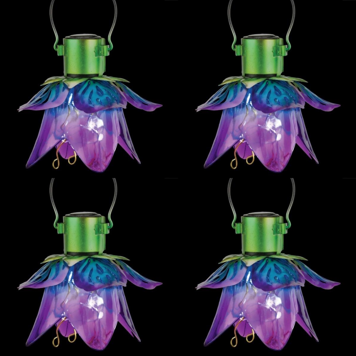 Mini Flower Solar Lantern Purple Set of 4