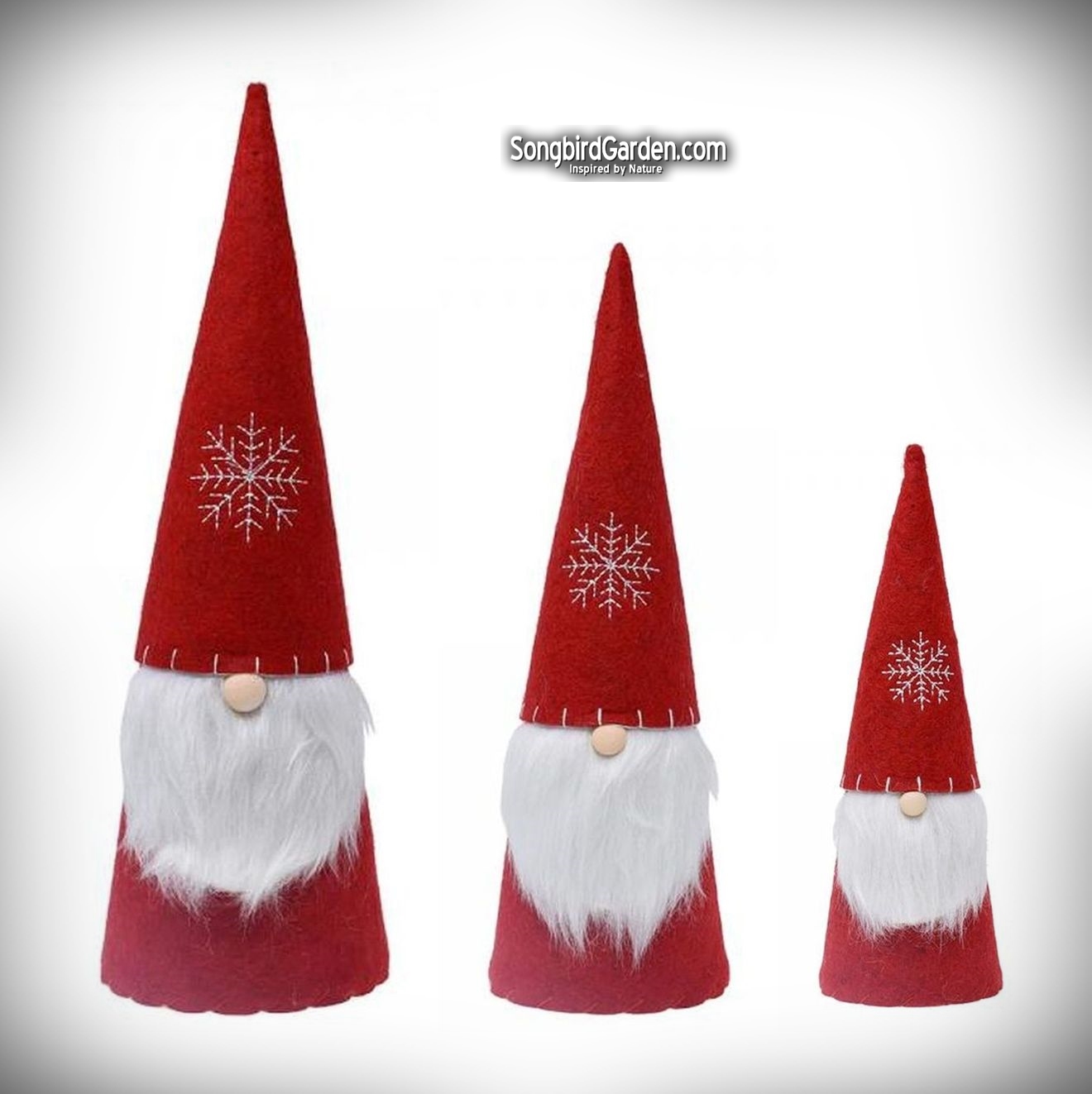 Red Felt Snowflake Gnome Trio