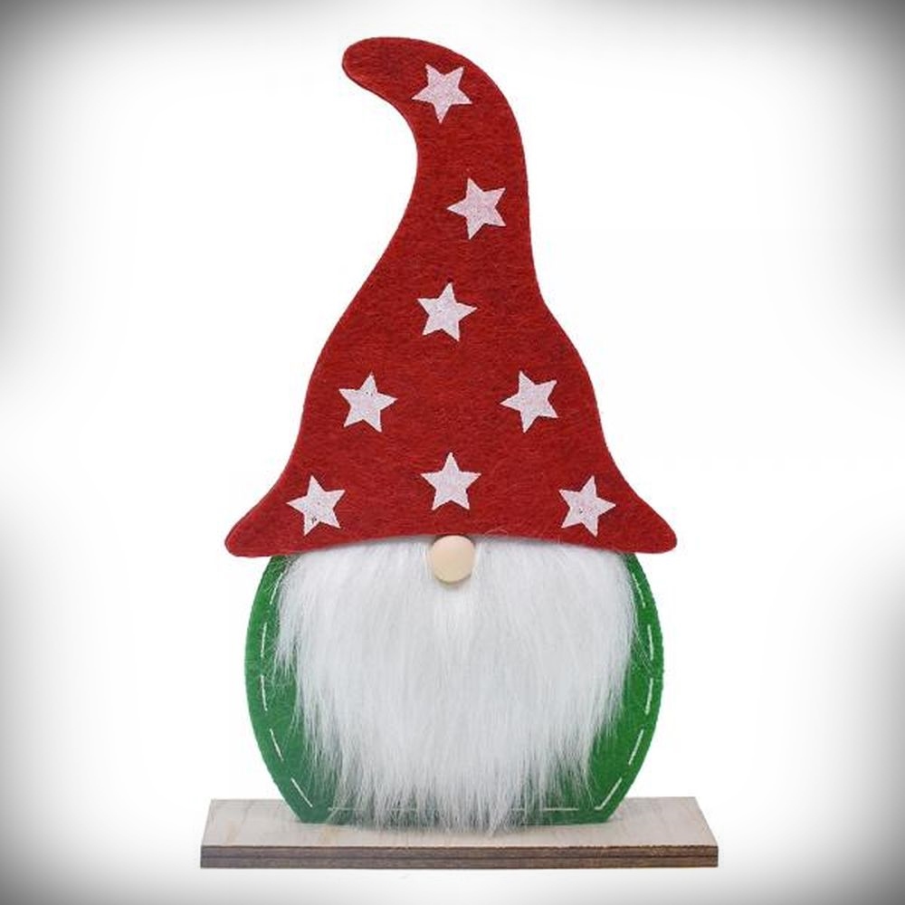 Red and Green Felt Gnome Small Set of 12