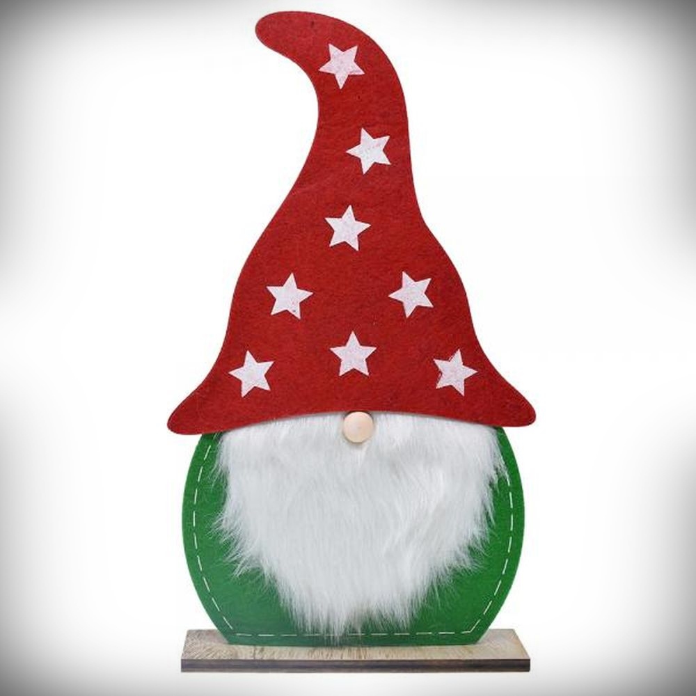 Red and Green Felt Gnome Large Set of 6