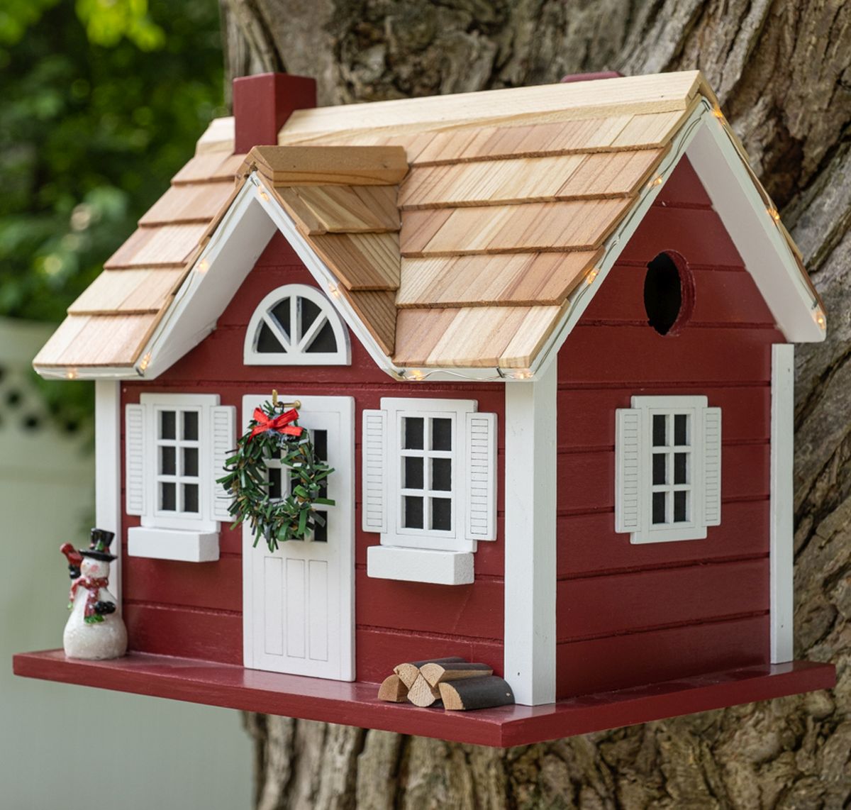 Christmas Cape Cottage Birdhouse w/LED Lights