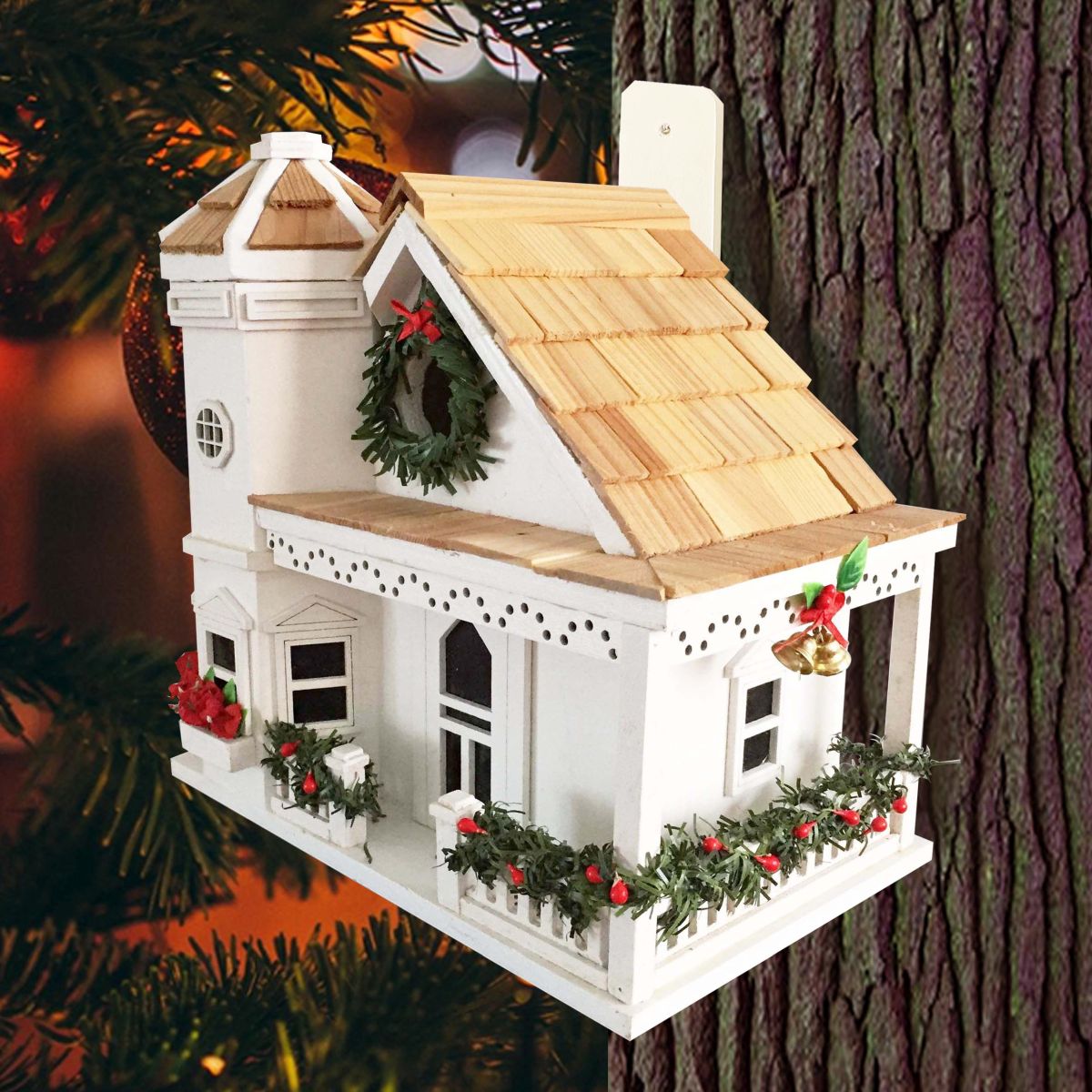 Yuletide Cottage Birdhouse White